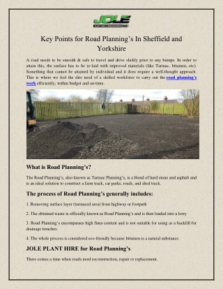 Road Planning’s In Sheffield and Yorkshire