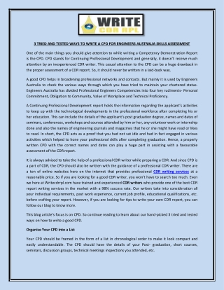 3 TRIED AND TESTED WAYS TO WRITE A CPD FOR ENGINEERS AUSTRALIA SKILLS ASSESSMENT