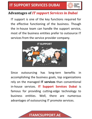 Advantages of IT support Services Dubai - itamcsupport.ae