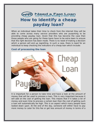 How to identify a cheap payday loan