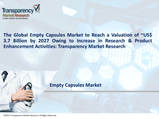 Empty Capsules Market by Application, Functionality, Source, Type, End Users & Forecast 2027 | TMR