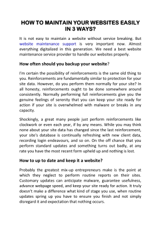 HOW TO MAINTAIN YOUR WEBSITES EASILY IN 3 WAYS?