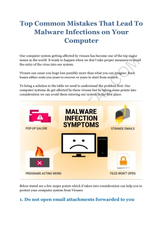 Top Common Mistakes That Lead To Malware Infections on Your Computer