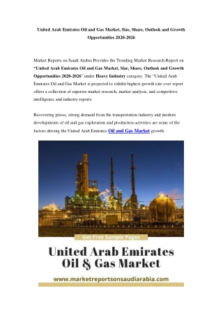 United Arab Emirates Oil and Gas Market: Industry Trends, Opportunity and