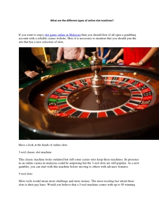 What are the different types of online slot machines?