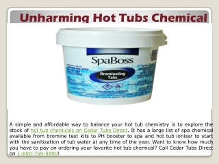 Unharming Hot Tubs Chemical