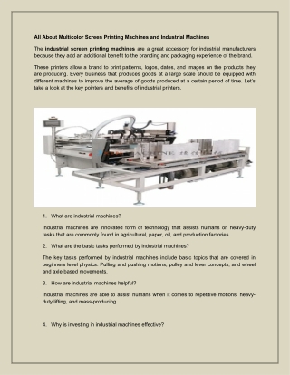 The New Take on Industrial Screen Printing Machines