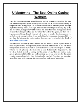 Ufabettwins - The Best Online Casino Website