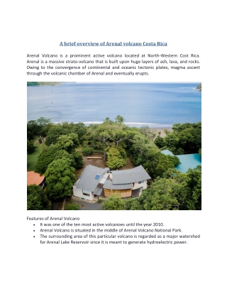 A brief overview of Arenal volcano Costa Rica