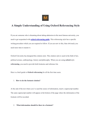 A Simple Understanding of Using Oxford Referencing Style