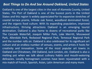 Best Things to Do And See Around Oakland, United States