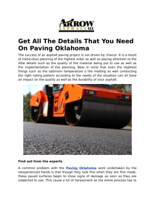 Get All The Details That You Need On Paving Oklahoma