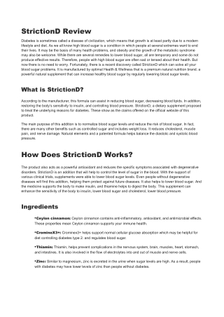 StrictionD Review – Is It Really Helpful At Lowering Blood Sugar?