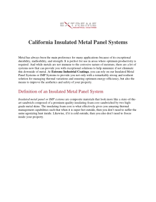 Insulated Metal Panel Systems