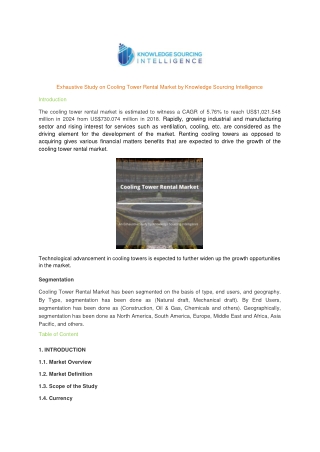 Comprehensive Report on Cooling Tower Rental Market