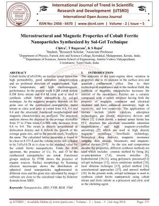 Microstructural and Magnetic Properties of Cobalt Ferrite Nanoparticles Synthesized by Sol Gel Technique