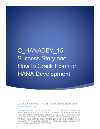 C_HANADEV_15 Success Story and How to Crack Exam on HANA Development