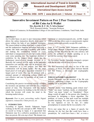 Innovative Investment Pattern on Peer 2 Peer Transaction of Bit Coin An E Wallet