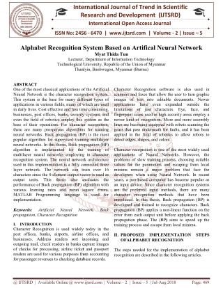 Alphabet Recognition System Based on Artifical Neural Network