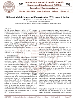 Different Module Integrated Converters for PV Systems A Review