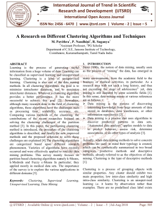 A Research on Different Clustering Algorithms and Techniques