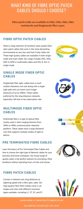 What Kind of Fibre Optic Patch Cables Should I Choose?