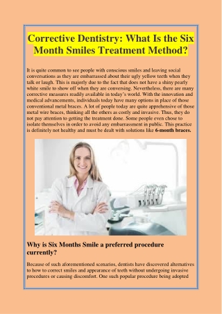 Corrective Dentistry: What Is the Six Month Smiles Treatment Method?