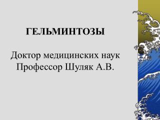 ГЕЛЬМИНТО З Ы Доктор медицинских наук Профессор Шуляк А.В.