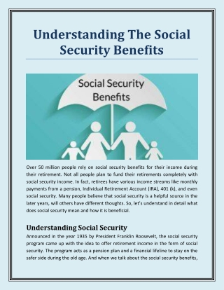 Understanding The Social Security Benefits