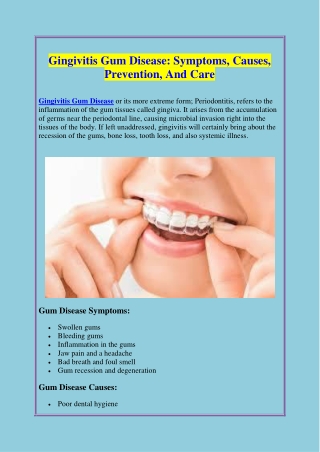 Gingivitis Gum Disease: Symptoms, Causes, Prevention, And Care