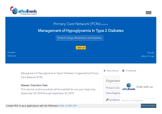 Management of Hypoglycemia In Type 2 Diabetes
