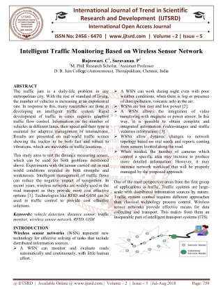 Intelligent Traffic Monitoring Based on Wireless Sensor Network