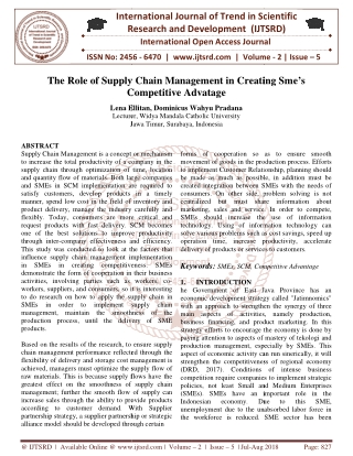 The Role of Supply Chain Management in Creating Sme's Competitive Advatage