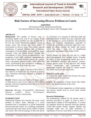 Risk Factors of Increasing Divorce Petitions in Courts