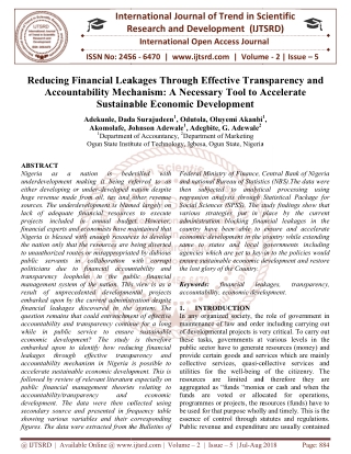 Reducing Financial Leakages Through Effective Transparency and Accountability Mechanism A Necessary Tool to Accelerate S