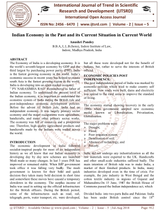 Indian Economy in the Past and its Current Situation in Current World