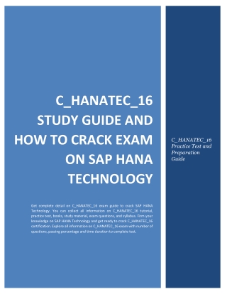 C_HANATEC_16 Study Guide and How to Crack Exam on SAP HANA Technology