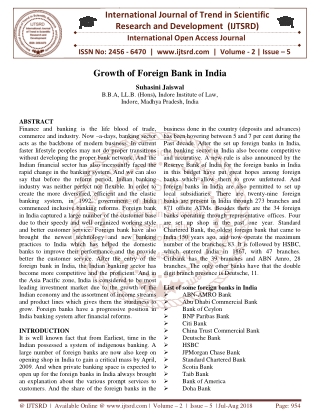 Growth of Foreign Bank in India