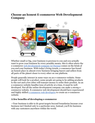 Choose an honest E-commerce Web Development Company