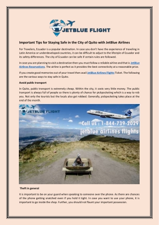 Important Tips for Staying Safe in the City of Quito with JetBlue Airlines