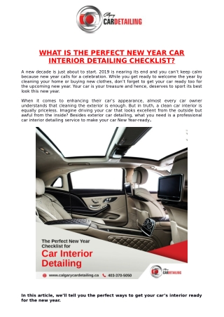 What is the Perfect New Year Car Interior Detailing Checklist?