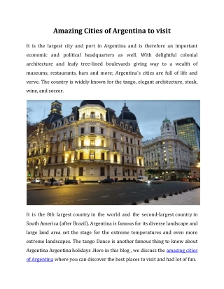 Amazing cities of Argentina to visit