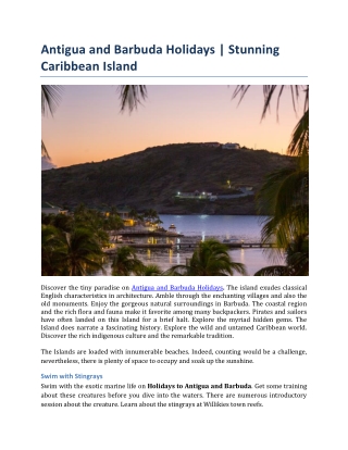 Antigua and Barbuda Holidays | Stunning Caribbean Island
