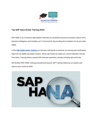 Top SAP Hana Online Training Delhi