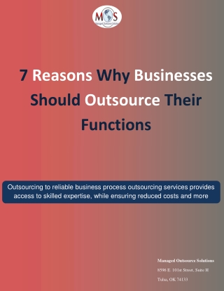 7 Reasons Why Businesses Should Outsource Their Functions