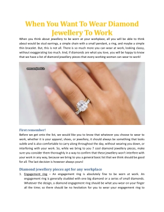 When You Want To Wear Diamond Jewellery To Work - Aura Jewels