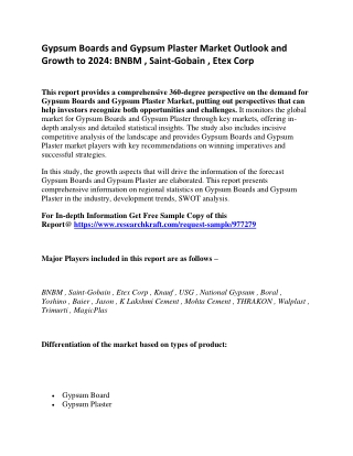Gypsum Boards and Gypsum Plaster Market Outlook and Growth to 2024: BNBM , Saint-Gobain , Etex Corp 