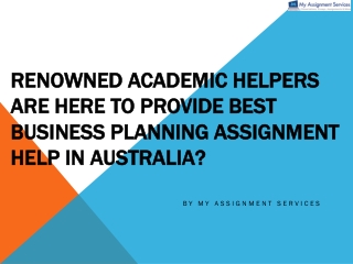Best Business Planning Assignment Help In Australia