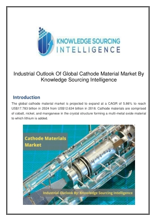 Industrial Outlook Of Cathode Material Market By Knowledge Sourcing Intelligence