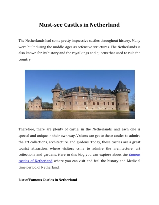 Must-see Castles in Netherland